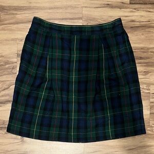 Lands End Classic Pencil Skirt Juniors Size 14 NavyGreen Plaid School Girl Skirt